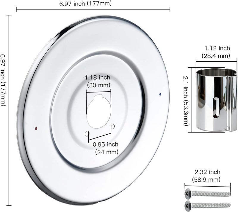 ZXFENG Shower Handle Cover Plate, Chrome,for One-Handle Tub and Shower Faucets, Escutcheon Replacement for Moen 16090 Chateau Collection - Image 3